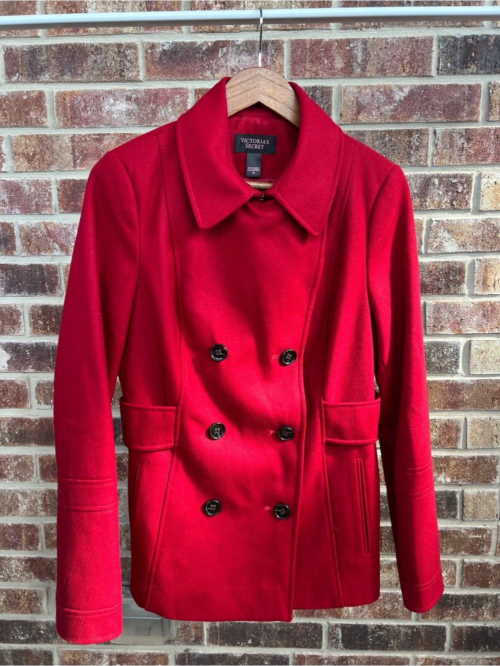 Victoria’s Secret Rojo Red Double Breasted Wool Blend Pea Coat 10